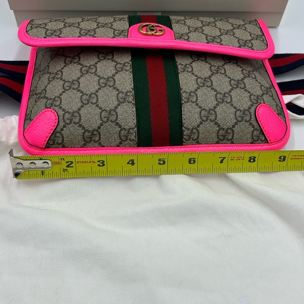 SOLD!!!!!  Women's Gucci OPHIDIA GG supreme canvas belt bag web stripe 80 cm NWT - Picture 12 of 14